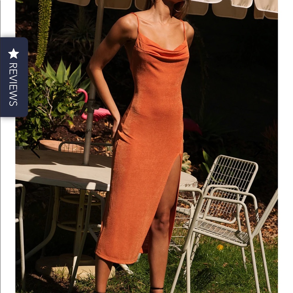 Sexy orange slinky dress - Picture 4 of 5